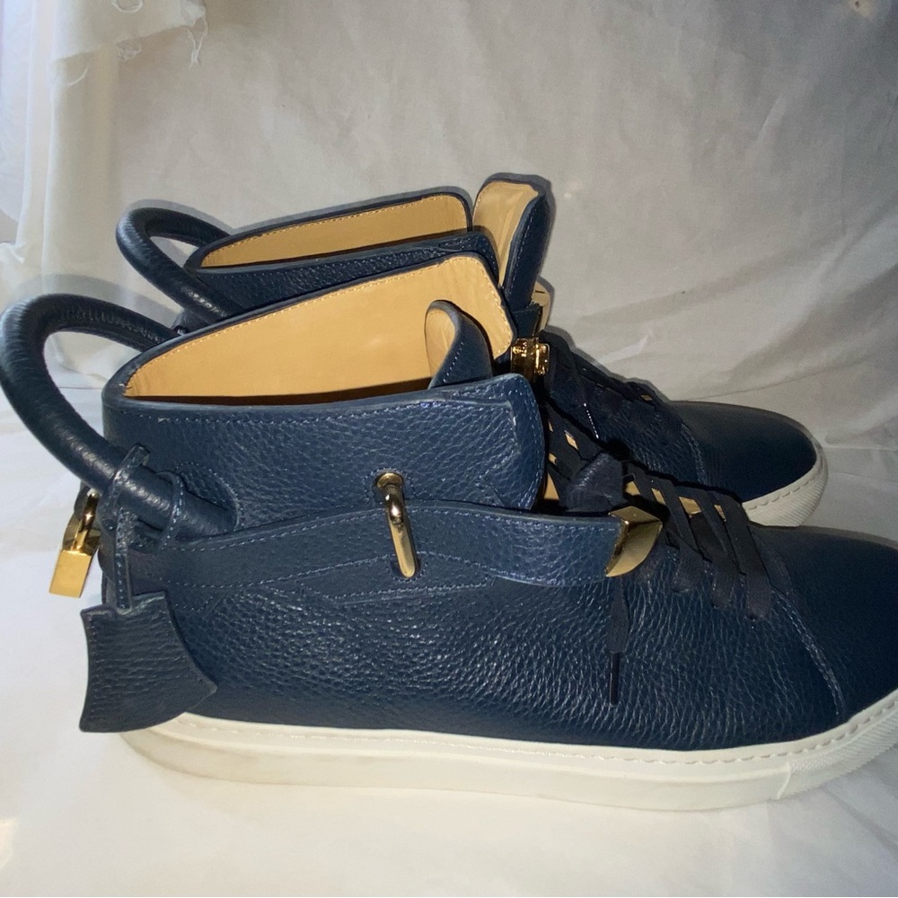 Buscemi Blue High-Top Sneakers with Gold Accents 49/14